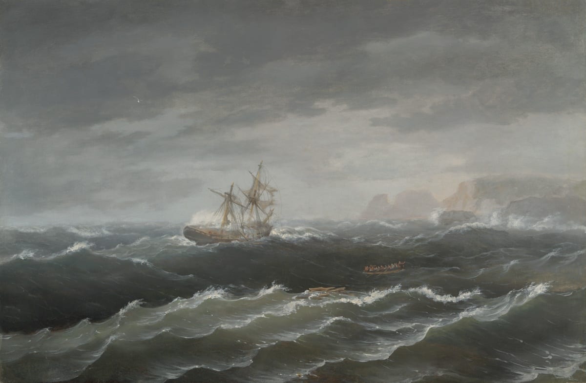 Shipwreck near a Rocky Coast — Thomas Birch