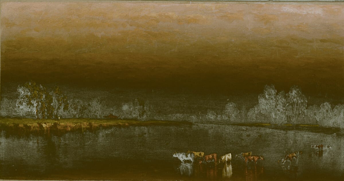 Cows in a Pond at Sunset — Sanford Robinson Gifford